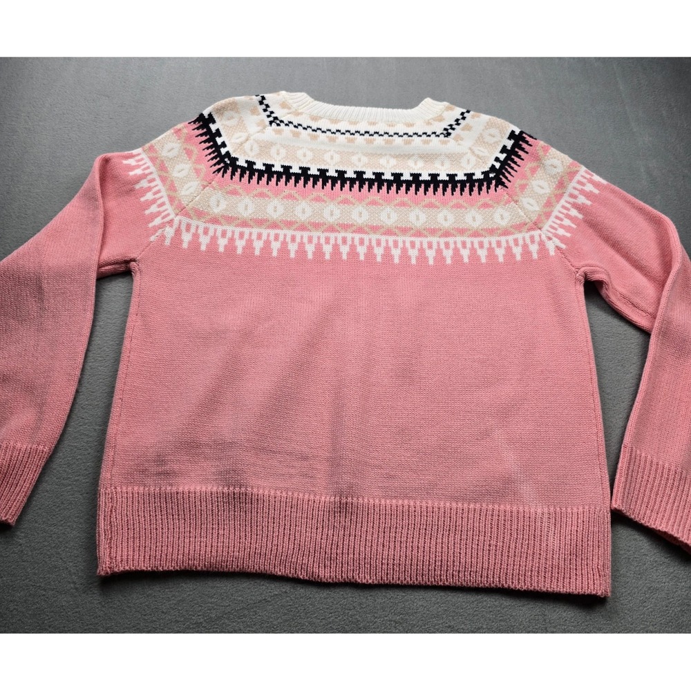 Womens Pink Creme Aztec Print Knit Pullover Sweater Size L New - Picture 7 of 7